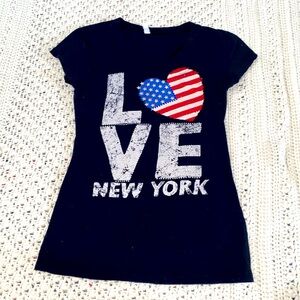 Vintage embellished “Love New York “ tee Sz M EUC